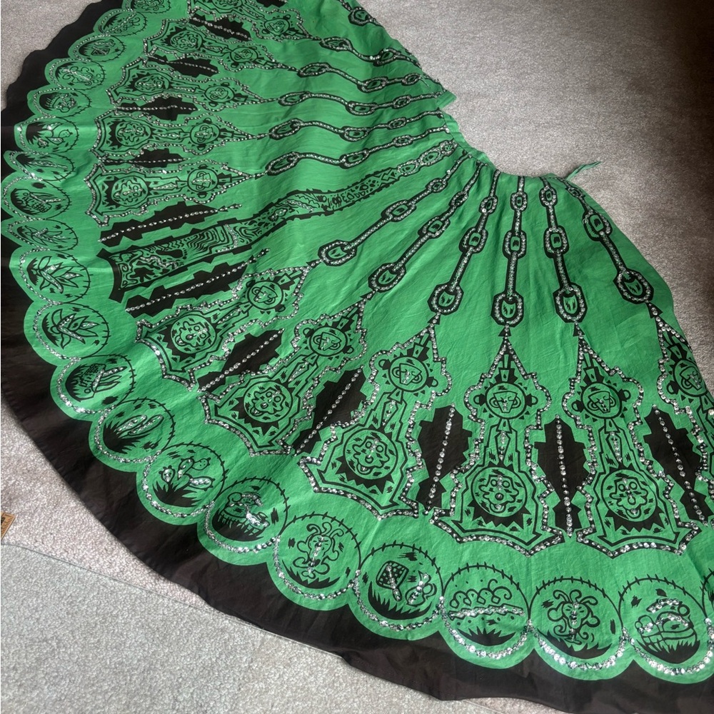 Elegant Green and Black Women's Skirt
